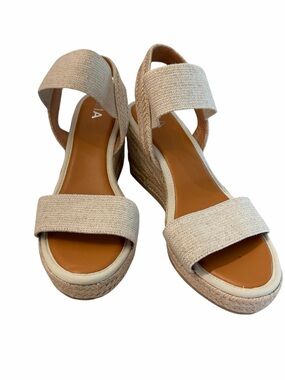MIA Women’s Brittni Beige Espadrille Wedge Sandals with Ankle Strap Sz 11 NWOT